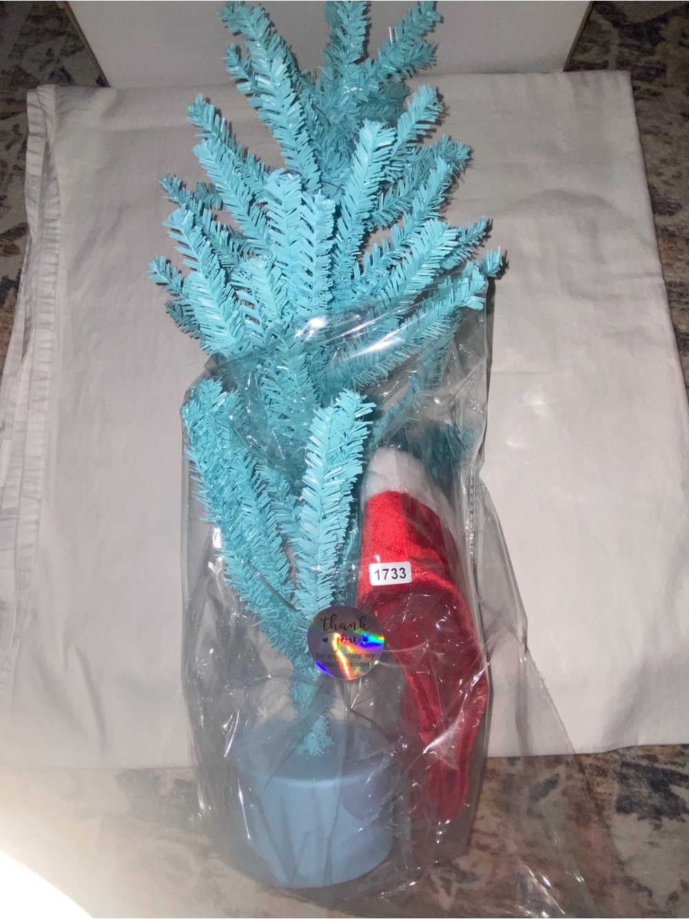 Teal Blue Artificial Holiday Tree - Festive Tabletop Accent with Skirt - Picture 3 of 3